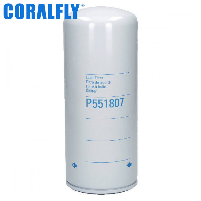 Tamanho padrão P551807 para filtro de óleo CORALFLY Filtro de óleo de fluxo completo